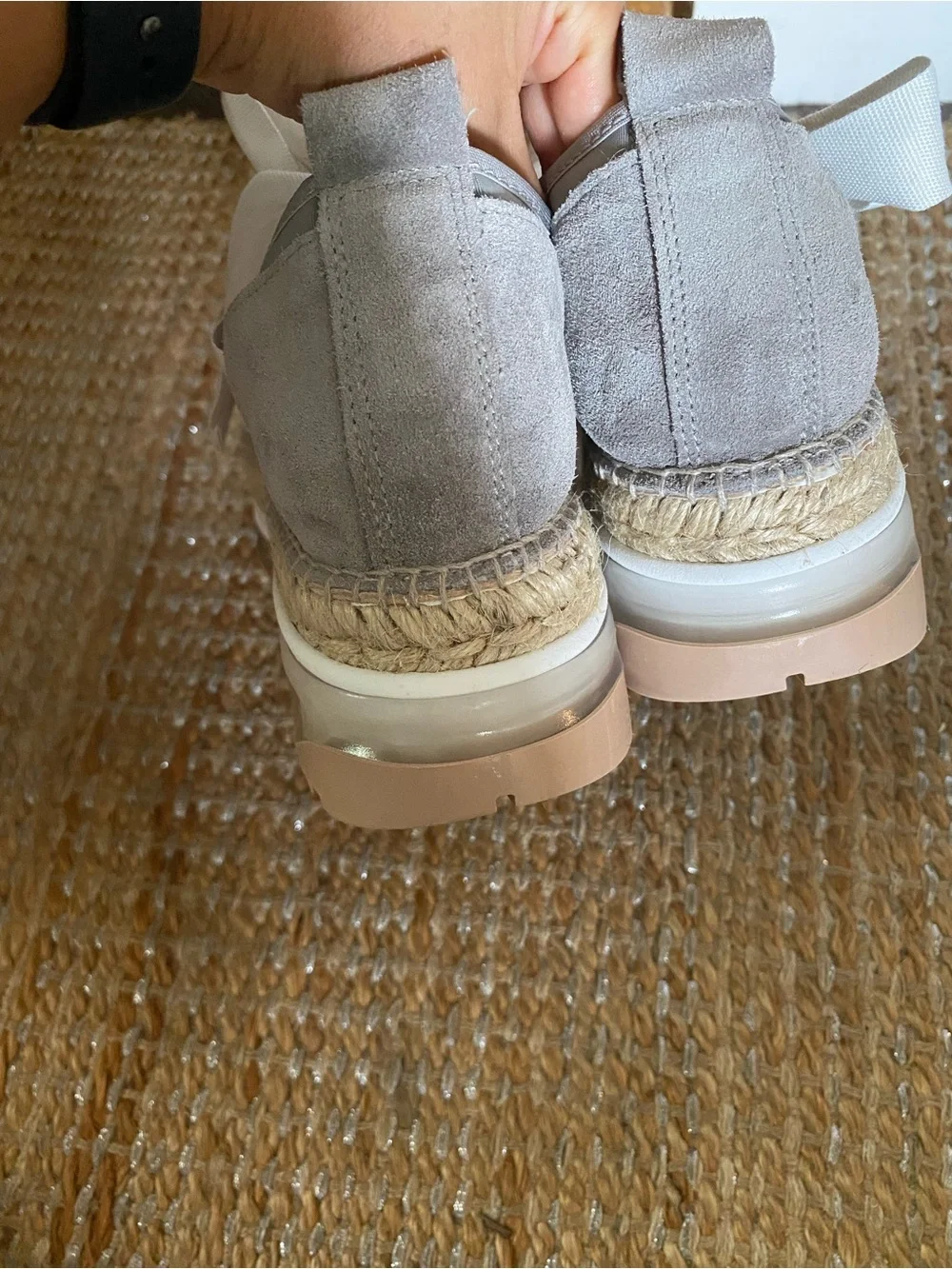 Free People Chapmin Espadrille Sneakers Oyster Combo Grey White Size 39 US 9 EUC